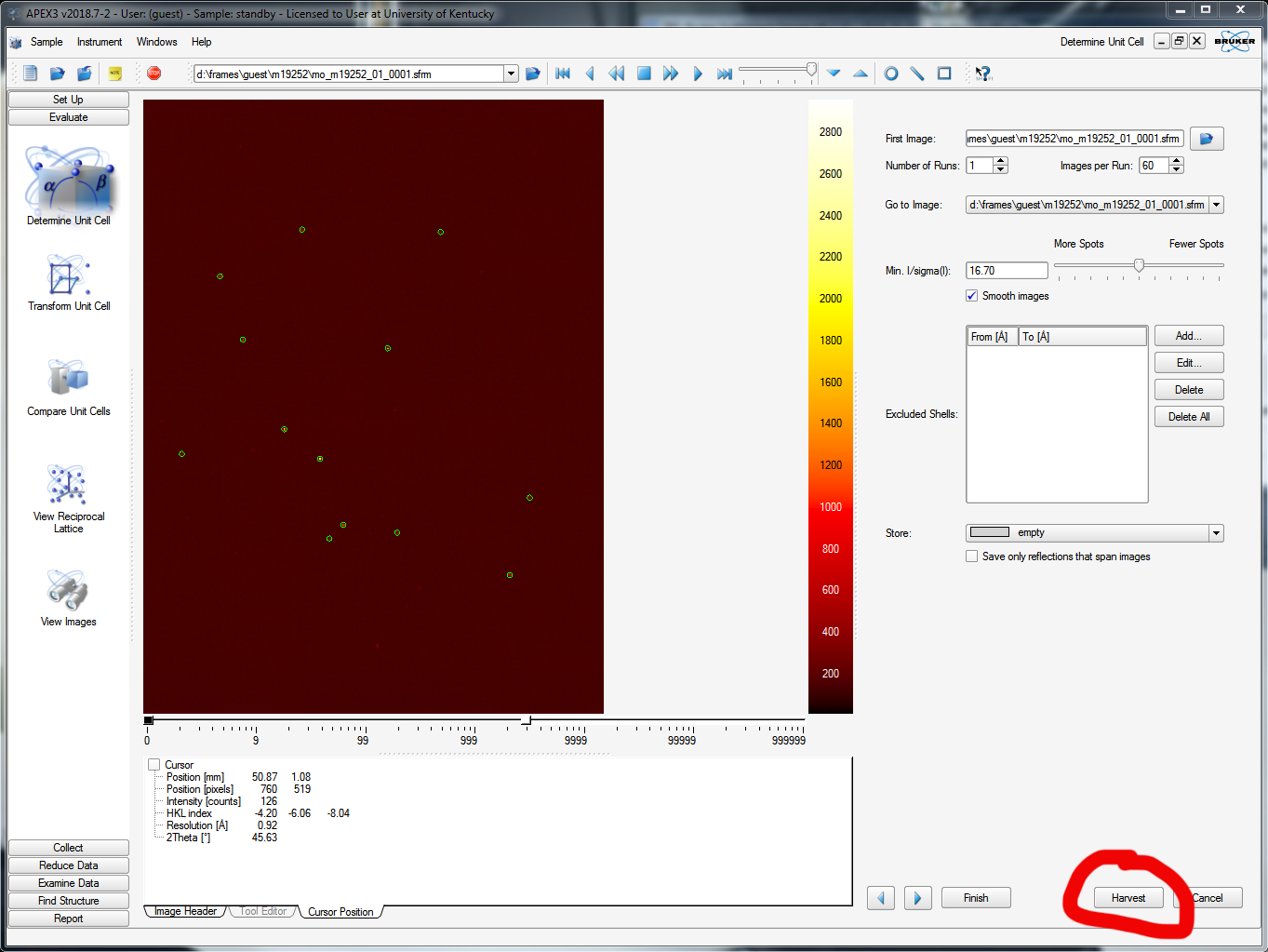 harvest diffraction spots