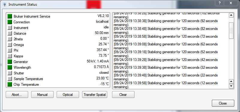 Instrument Status window